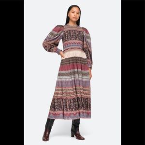 SEA Brooke Long sleeve multi color dress